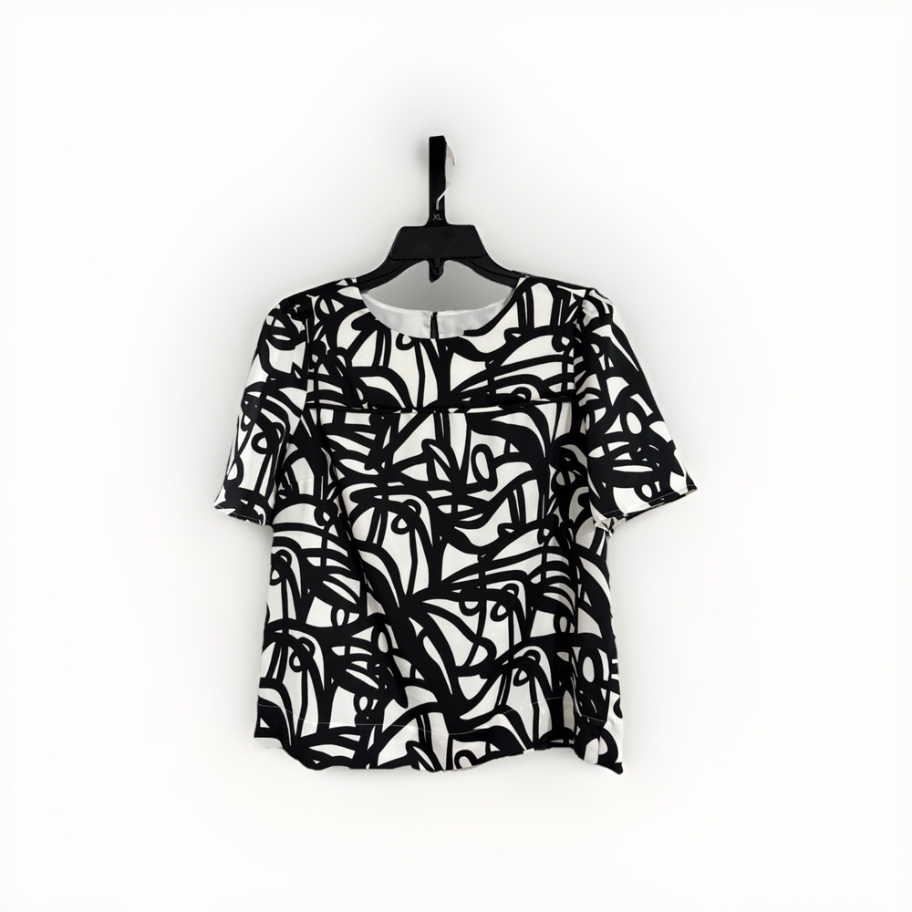 J. Crew womens blouse shirt top designer black white sz 2 XS EUC C96